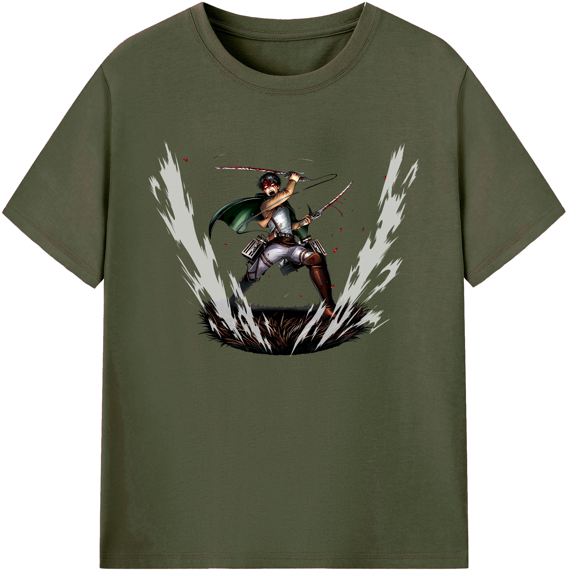 （画像用） 進撃の巨人 リヴァイ·アッカーマン Attack on Titan Levi Ackerman 綿100％ メンズ半袖Tシャツ｜肌触りやわらか＆通気性